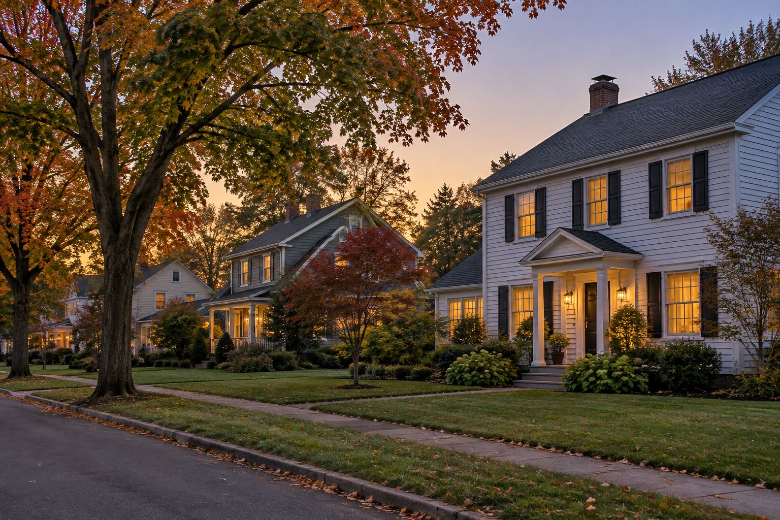 A the Capital Region home at dusk, illustrative